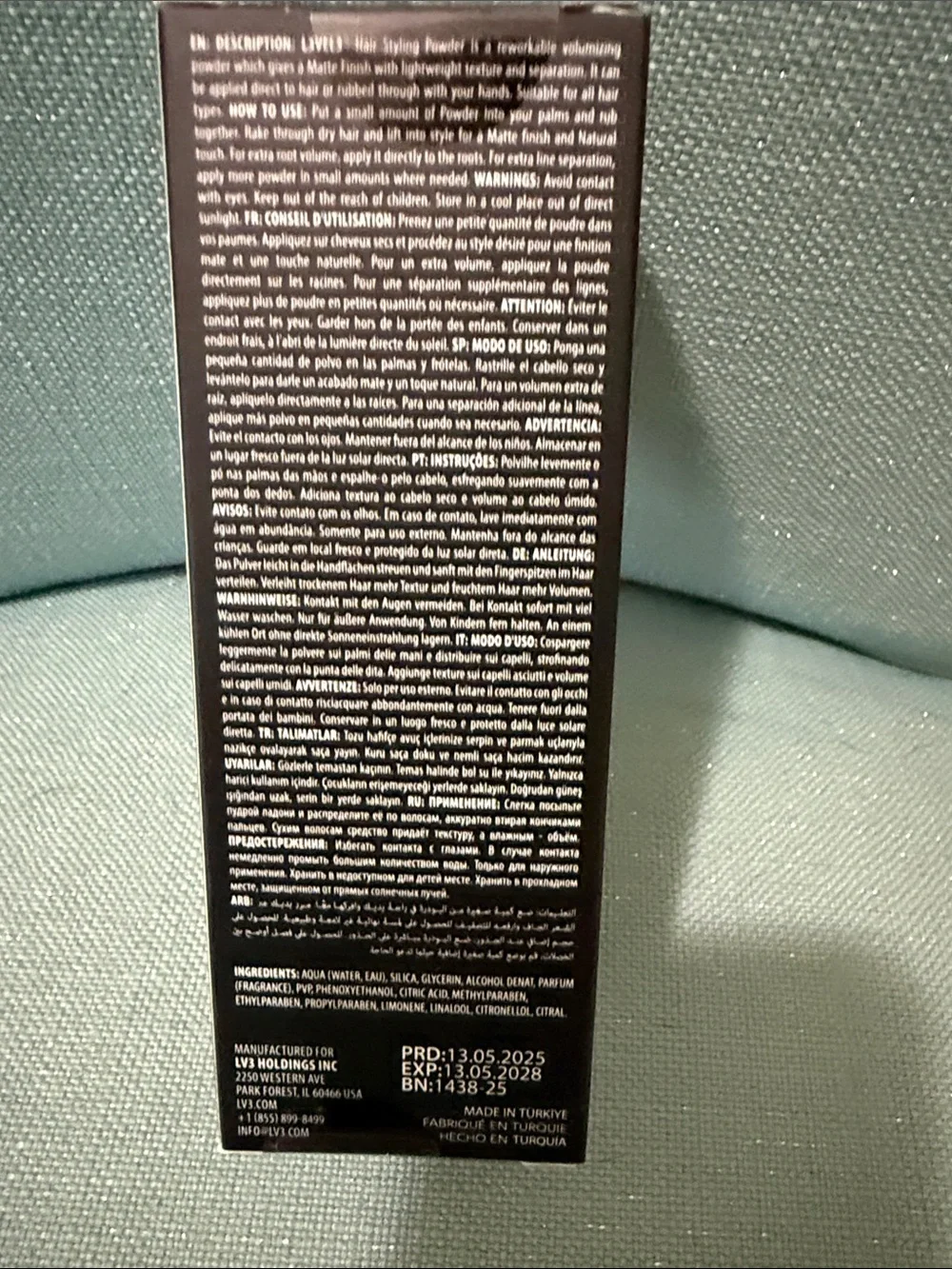 L3 Styling Powder Dust - Matte Black Texturizing Powder for Men